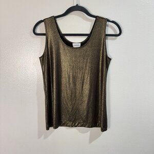 Chico's Travelers Tank Top Shirt 1 / M Bronze Gold Wrinkle Resistant Liquid Knit